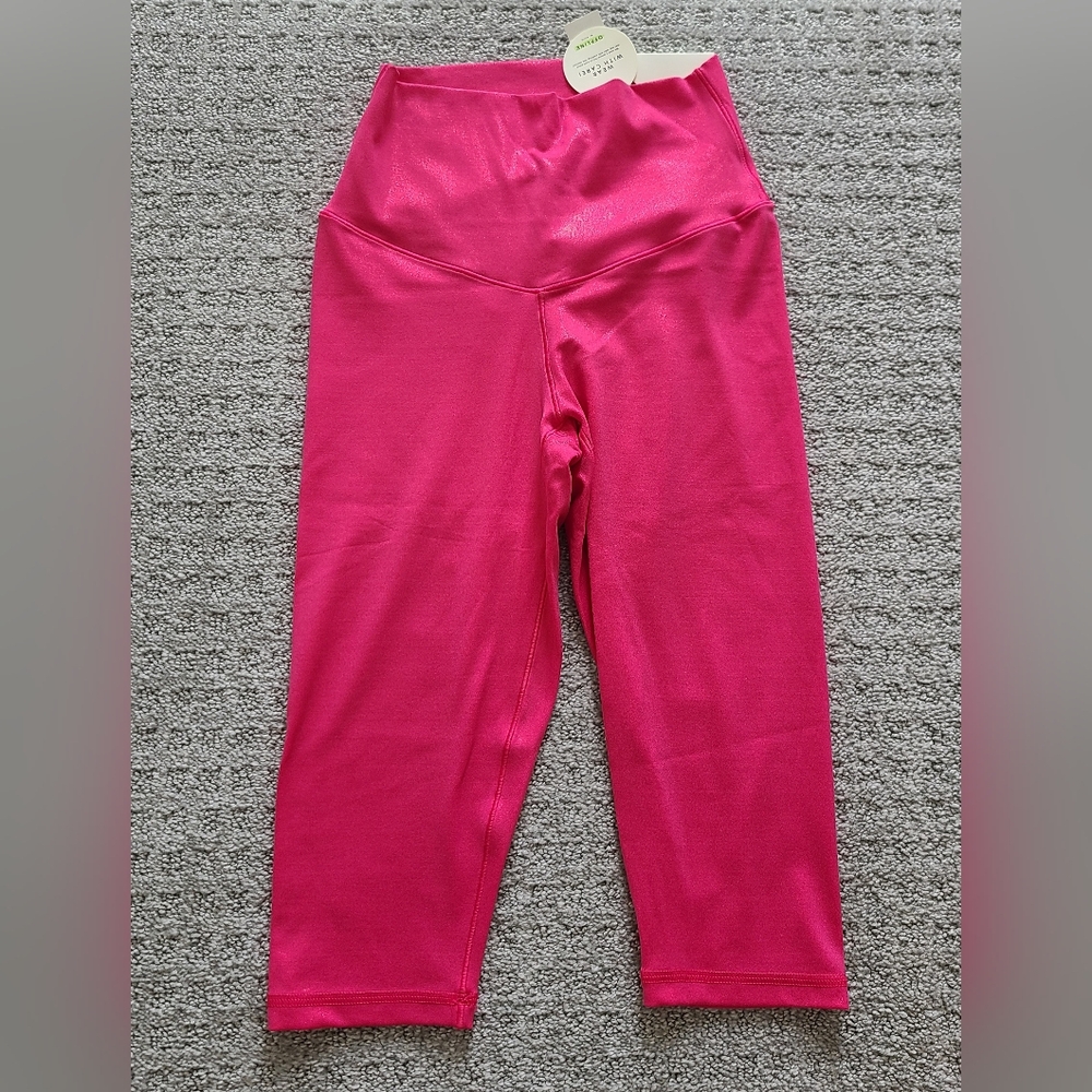 Offline By Aerie Real Me Crop High Rise Yoga Pants Pink Shine S NWT